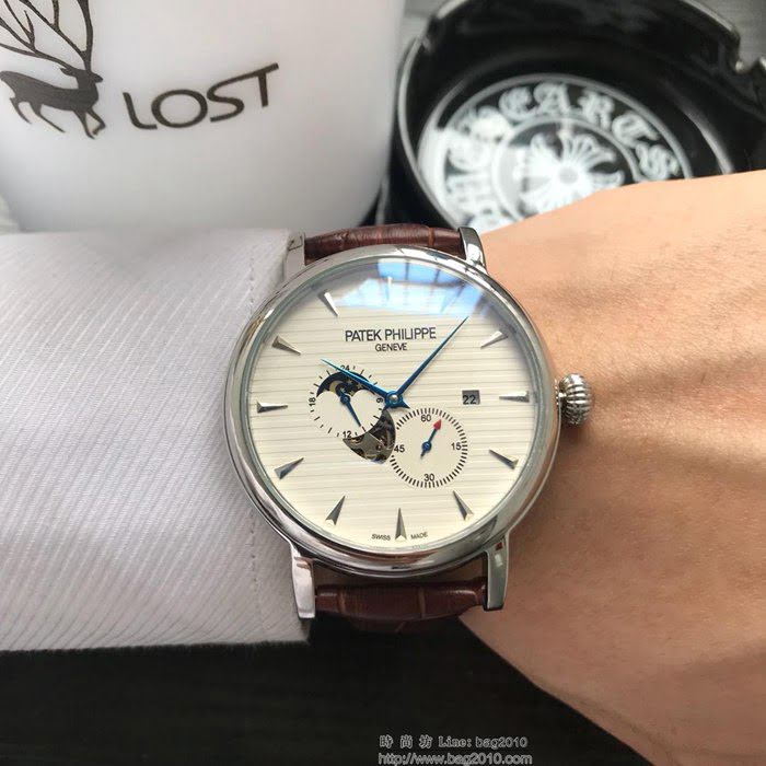 百達翡麗PATEK PHILPPE 全自動機械機芯 小牛皮錶帶 精品男士腕表  wssb3536